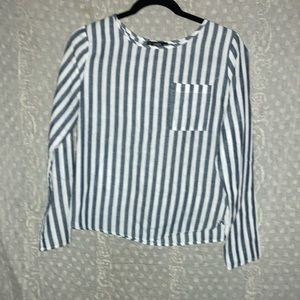 Extra small white blue stripes cotton, long sleeve relax fit